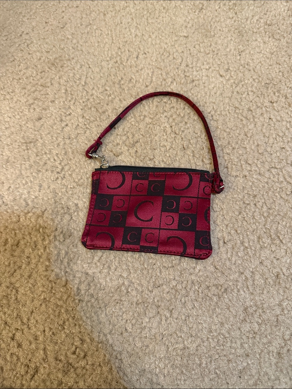 Coach Burgundy and Black Signature Wristlet